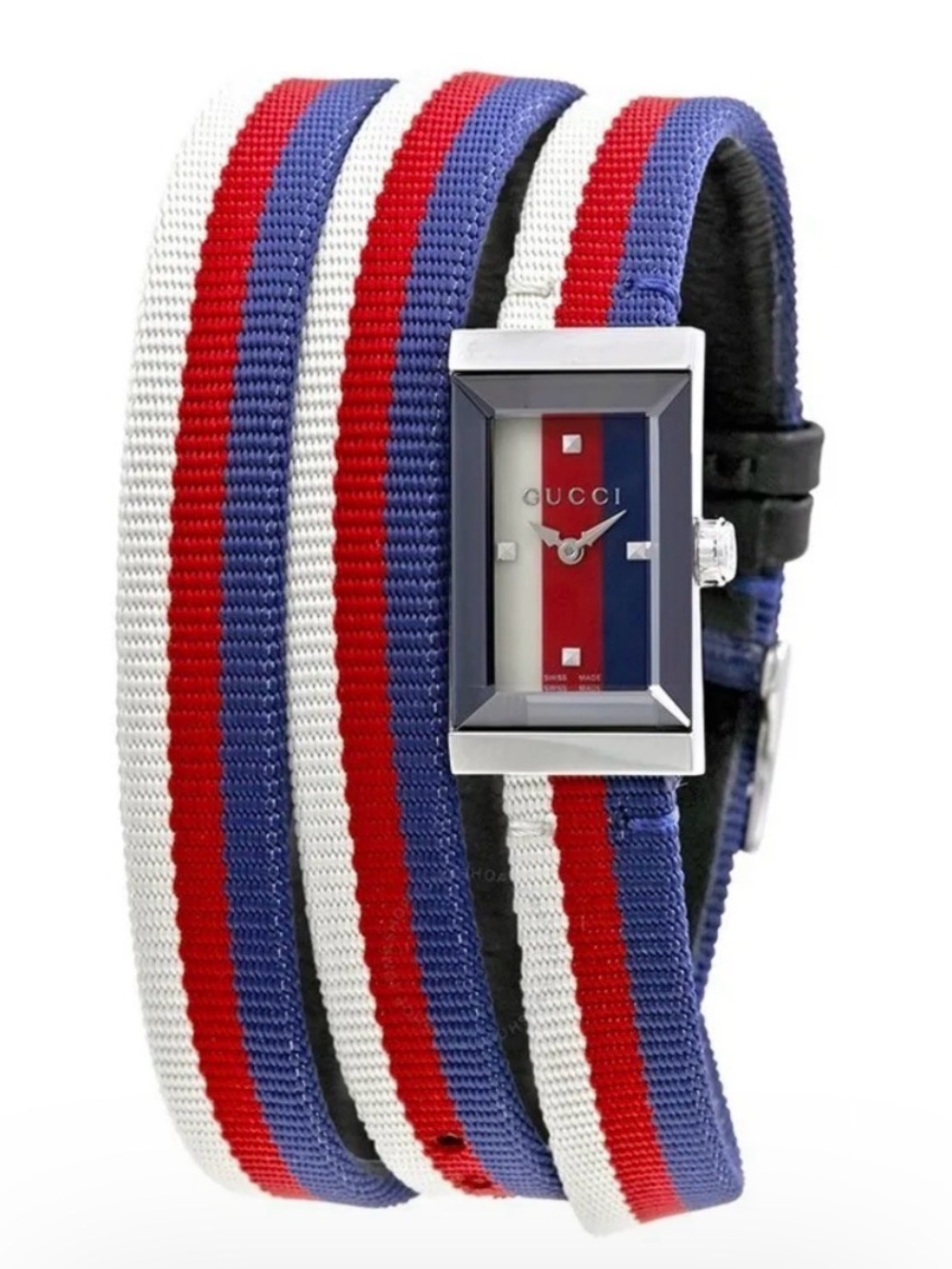 Gucci Red, Blue & White Triple-Loop Strap Watch